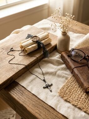 Symbols of Faith Vintage Style Crystal Cross Pendant Necklace – NIB